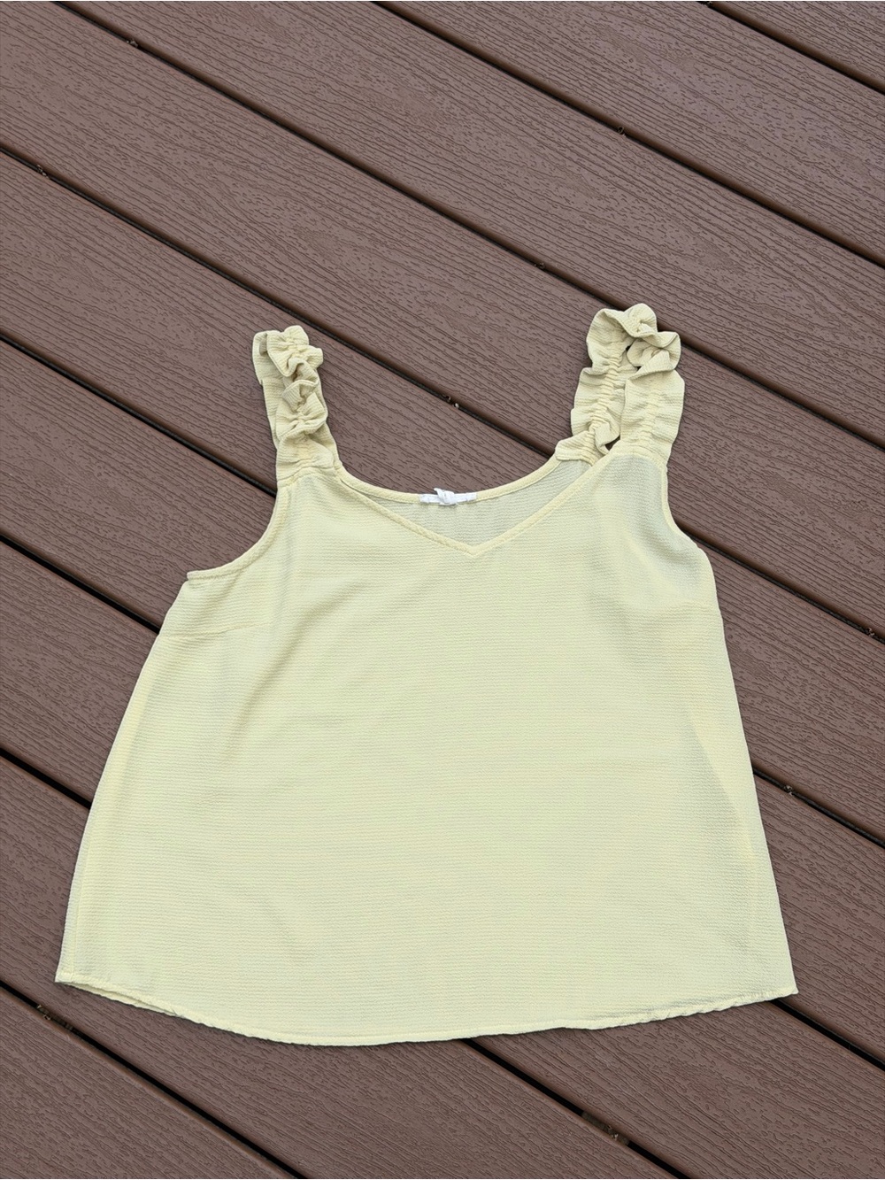 Mine Ruffle Strap Cropped Tank Top Size L Butter Yellow